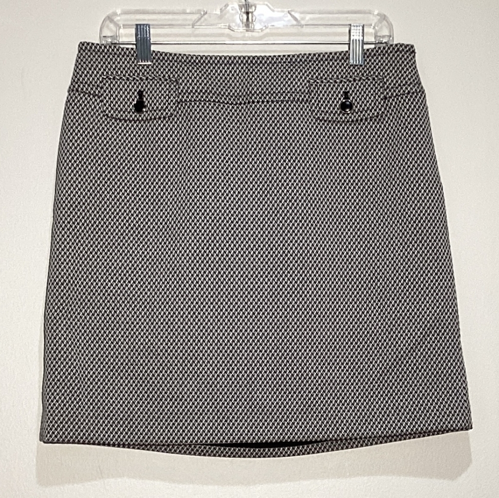 Loft Women's Knee Length Skirt Black And White Checkered